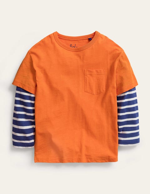 Mock Long Sleeve T-Shirt Orange Girls Boden