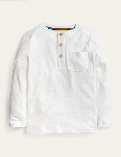 Long Sleeved Henley T-shirt White Girls Boden