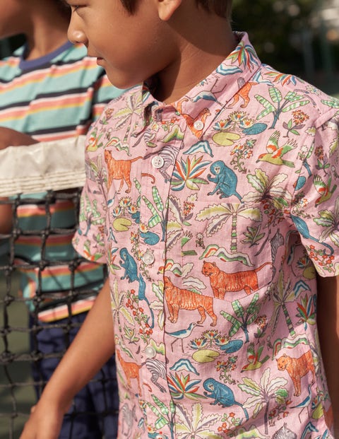 boys pink linen shirt