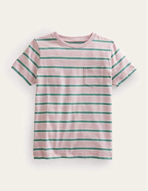 Striped Washed Slub T-shirt Pink Girls Boden