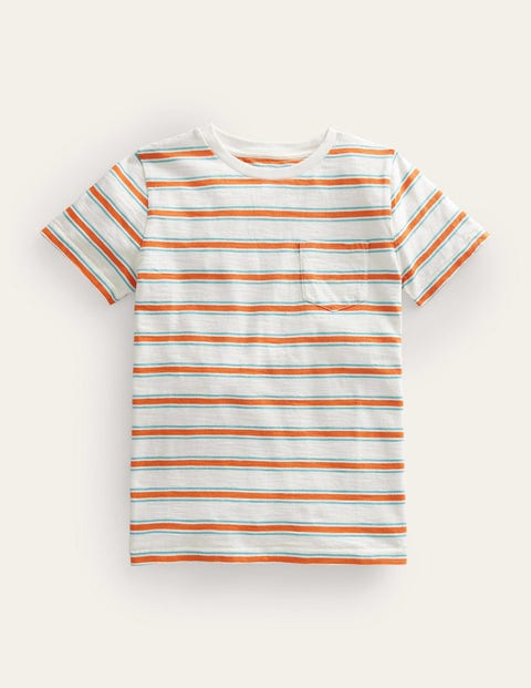 Striped Washed Slub T-shirt Ivory Girls Boden