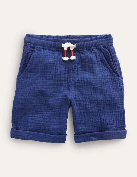 Mini Boden Kids' Drawstring Vacation Shorts Dark Chambray Boys Boden In Blue