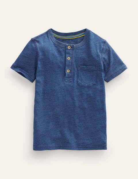 Washed Cotton Henley T-Shirt Blue Girls Boden