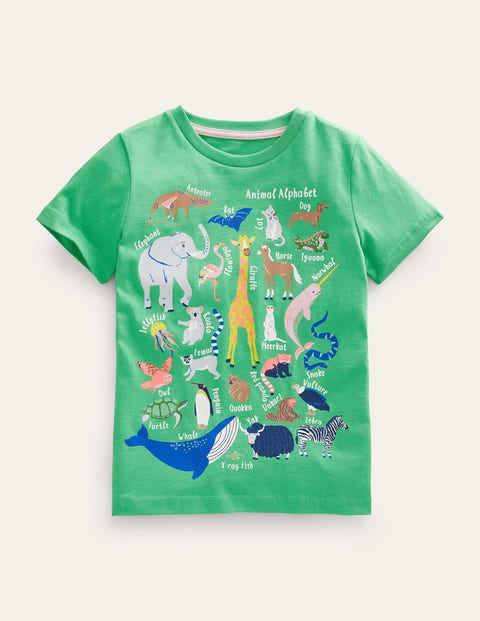 Animal Education T-shirt Green Girls Boden