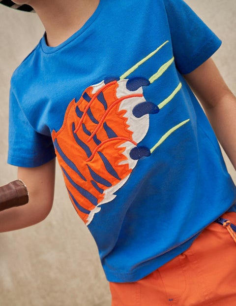 T-Shirt mit Applikation - Blitzblau, Tigertatze | Boden AT