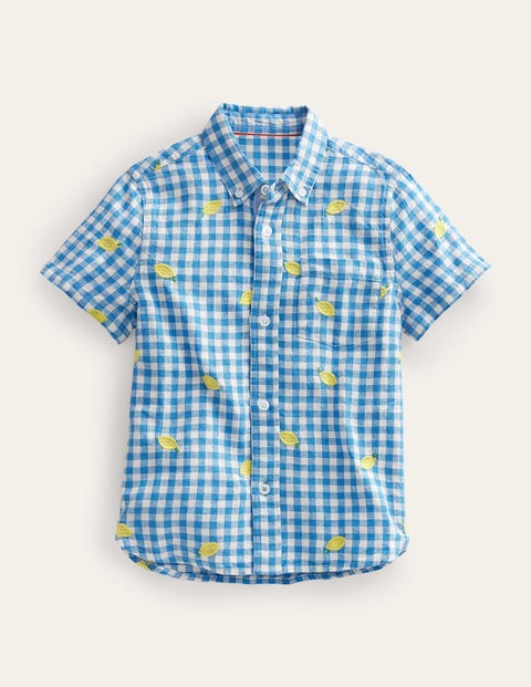 Lemon Gingham Shirt Blue Boys Boden