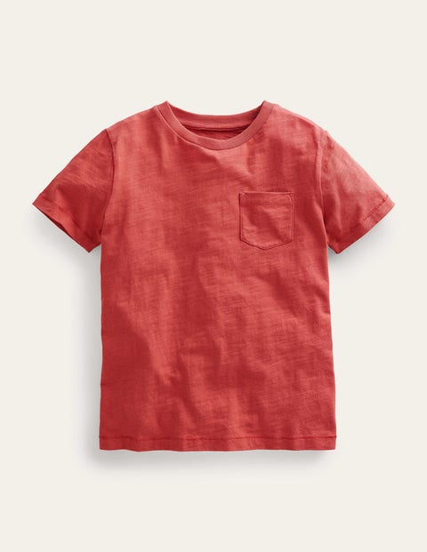 Washed Slub T-shirt Red Girls Boden