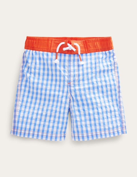 Gingham Board Shorts Blue Boys Boden