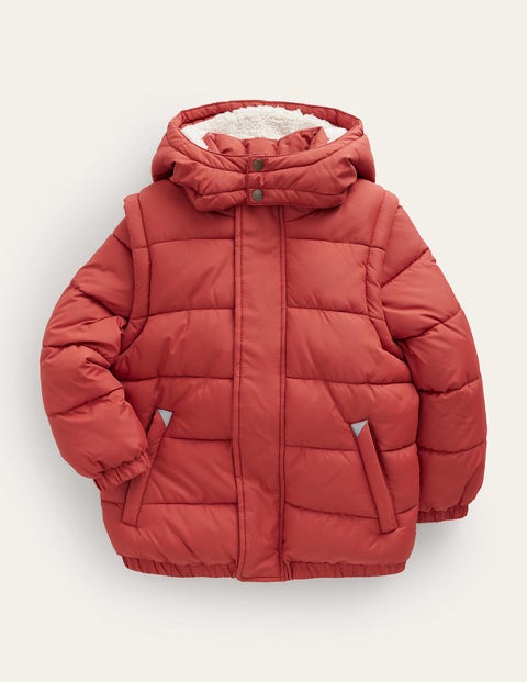 Mini Boden Kids' 2-in-1 Padded Coat Roasted Chestnut Brown Boys Boden