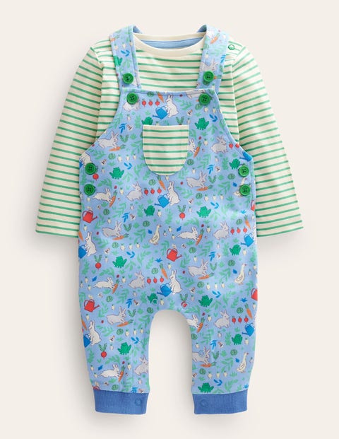 Jersey Dungaree Set Blue Girls Boden