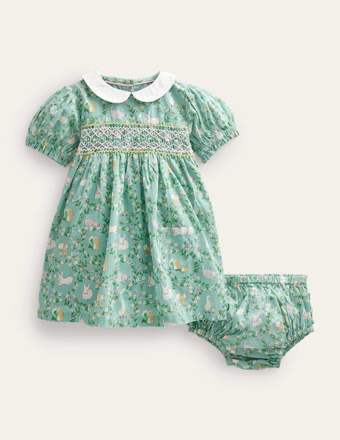 Smocked Nostalgic Dress Green Girls Boden