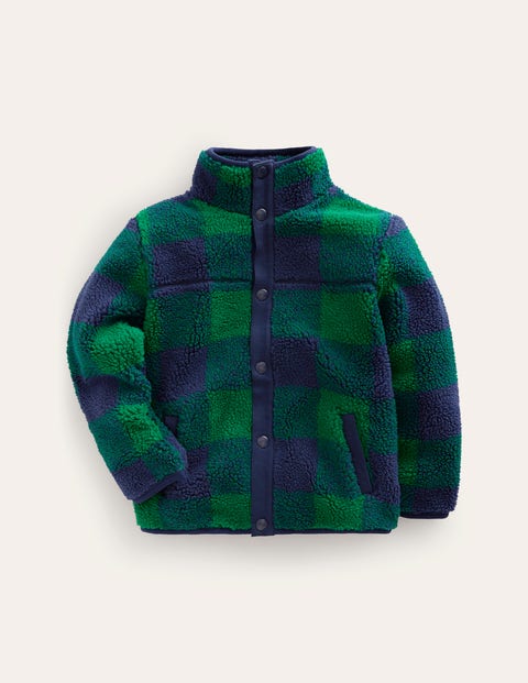 Mini Boden Kids' Borg Chuck-on Jacket Green Check Boys Boden