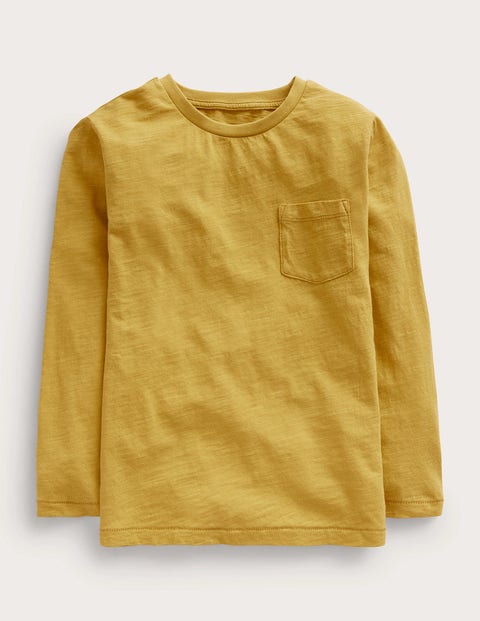 Long-sleeved Washed T-shirt yellow Girls Boden