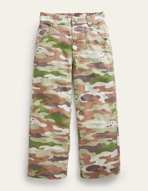 Mini Boden Kids' Canvas Carpenter Pants Green Camo Boys Boden