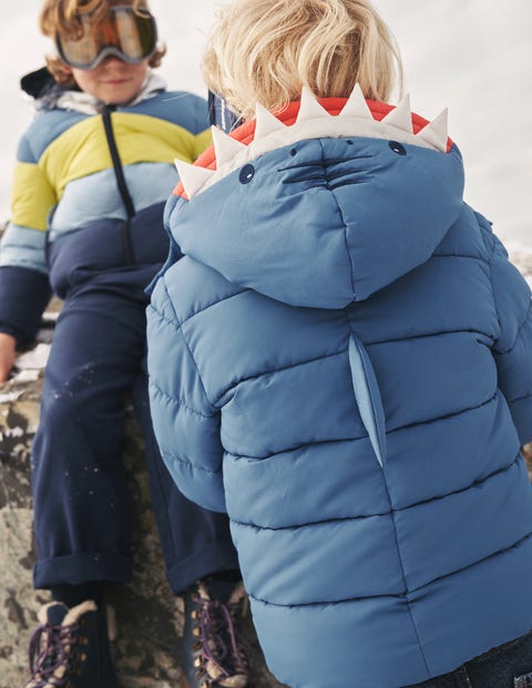 Vintage Toddler Boys Girls Coat Jacket Red Quilted Fur Lined Hood Ski Patch