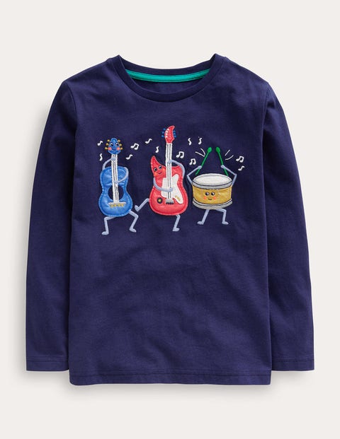 Musical Instruments T-shirt Navy Girls Boden