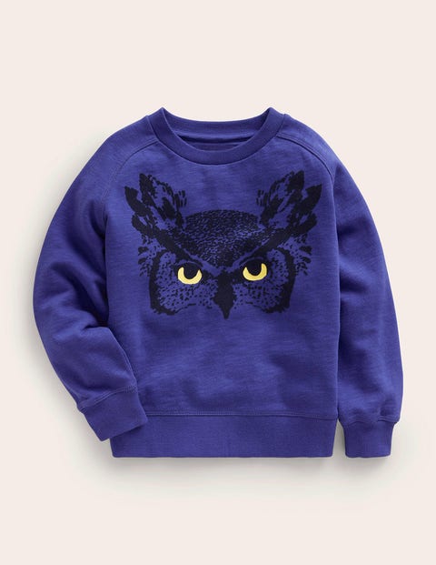 Owl Sweatshirt Blue Girls Boden