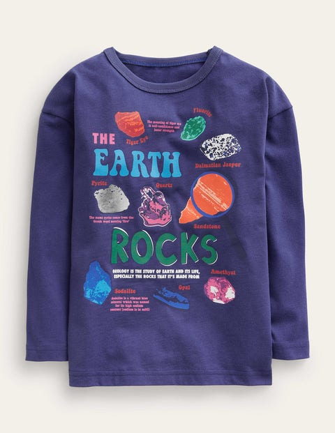 Printed Rock T-shirt Blue Girls Boden