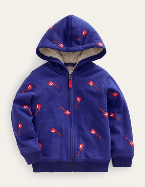 Shaggy-lined Applique Hoodie Blue Baby Boden