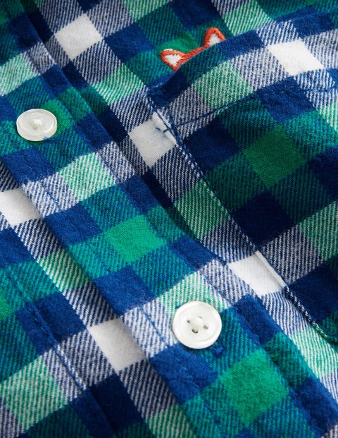 Embroidered Flannel Shirt - Gingham Fox | Boden US