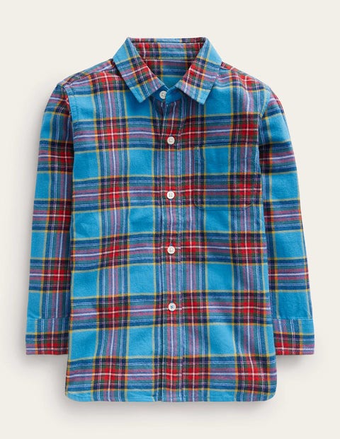 Brushed Flannel Shirt - Blue / Red Check