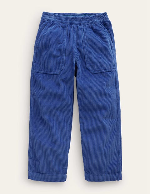Mini Boden Kids' Chunky Pull-on Cord Trousers Delft Blue Boys Boden