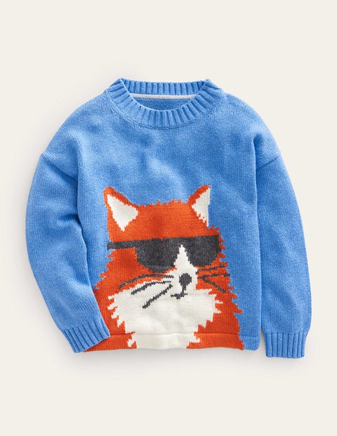 Dude Animal Jumper Blue Boys Boden