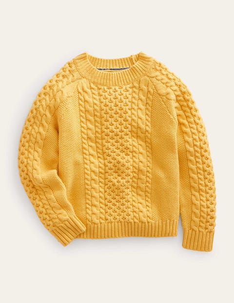 Heritage Cable Jumper Yellow Girls Boden