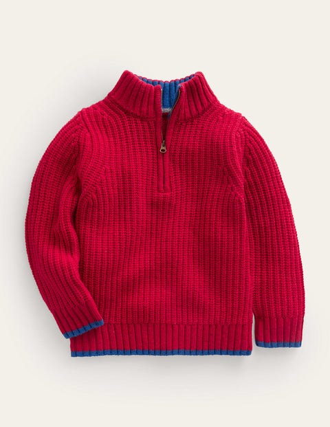 Chunky Half Zip Jumper Red Boys Boden