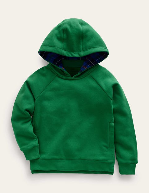 Checked Hoodie Deep Green Girls Boden, Deep Green