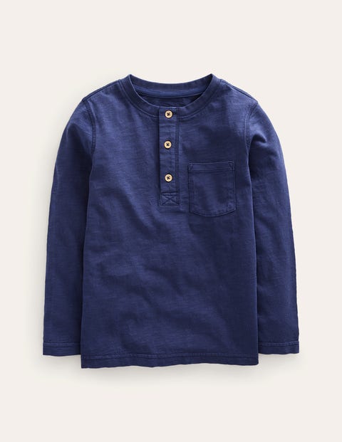 Long Sleeve Henley T-shirt Blue Girls Boden