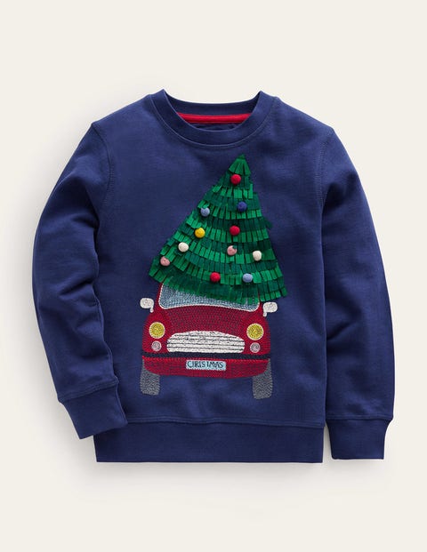 Schuluniform-Marineblau Weihnachtsbaum, Superstitch-Weihnachtsbaum, Mädchen, Boden, Schuluniform-Marineblau Weihnachtsbaum
