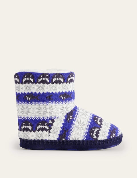 Boden Kids' Slipper Boots Blue Shark Boys