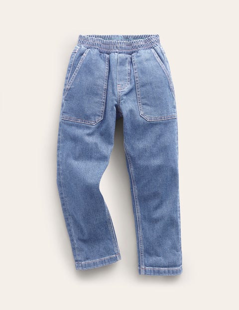 Denim Pull On Jeans Blue Girls Boden, Mid Wash