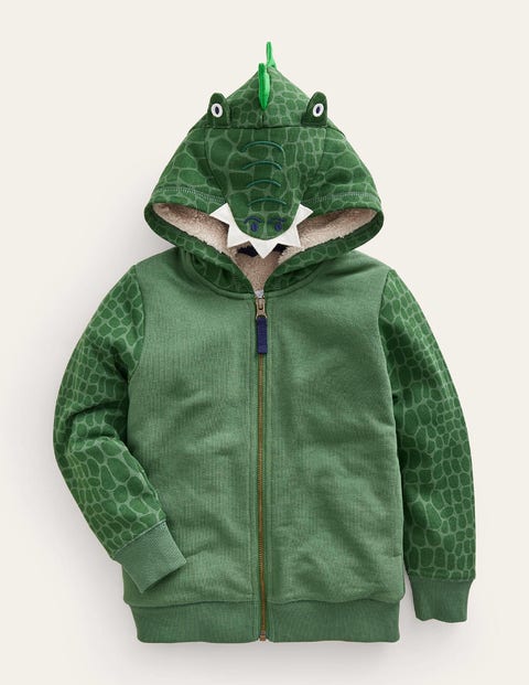 Novelty Hoodie Green Crocodile Baby Boden, Green Crocodile