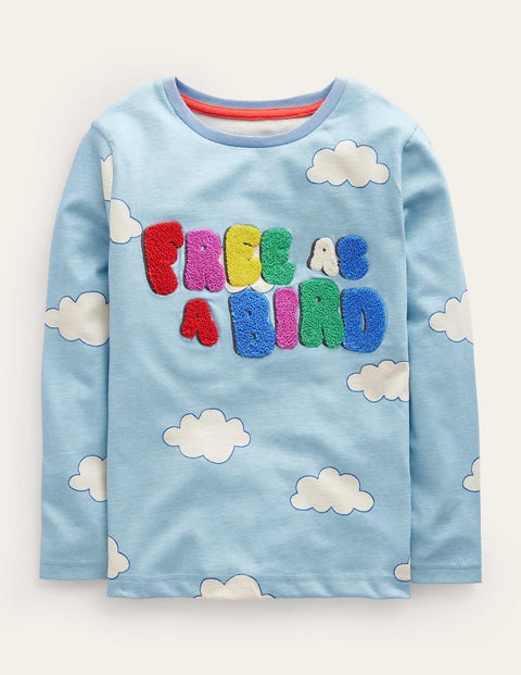 Mini Boden Kids' Cloud Logo Top Free As A Bird Girls Boden