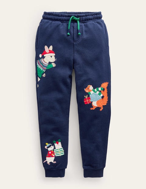 Mini Boden Kids' Christmas Applique Joggers Festive Bunnies Boys Boden