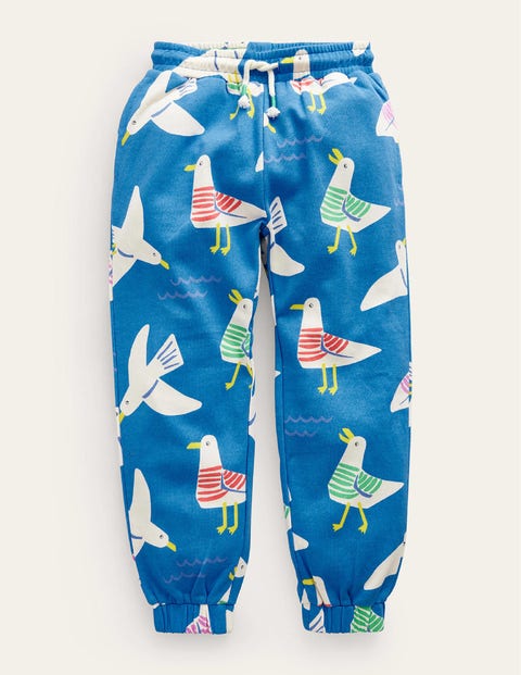 Mini Boden Kids' Printed Cosy Sweatpants Directoire Blue Seagulls Boys Boden