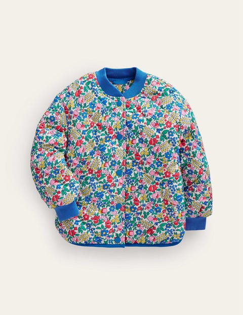 MINI BODEN FUN QUILTED BOMBER JACKET MULTI FLOWERBED GIRLS BODEN