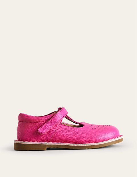 Leather T-bar Flats - Pink | Boden UK