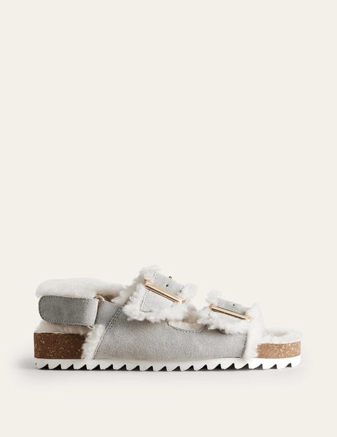 Cosy Suede Buckle Sandals Taupe Girls Boden, Taupe