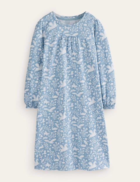 Printed Long-sleeved Nightie Blue Christmas Boden