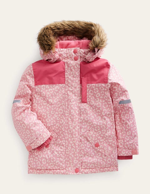 Mini Boden Kids' All-weather Waterproof Jacket Pink Leopard Girls Boden