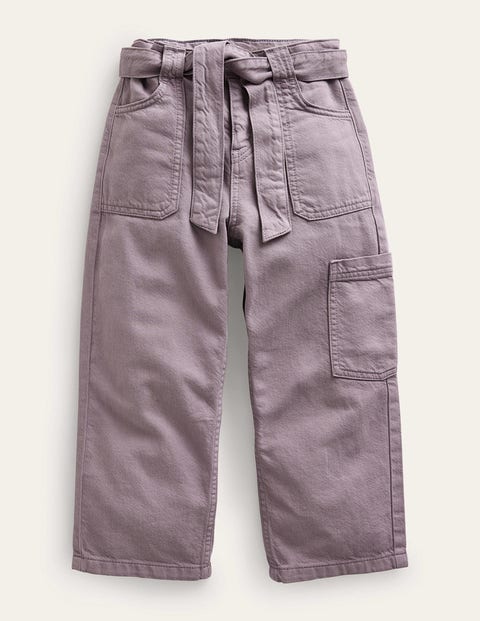Mini Boden Kids' Tie Waist Cargo Pants Mammoth Breath Purple Girls Boden