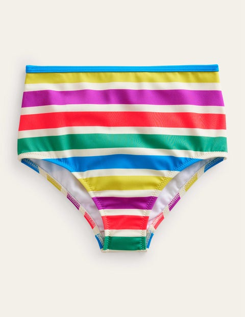 Mini Boden Kids' High Waisted Bikini Bottoms Day Tripping Stripe Girls Boden