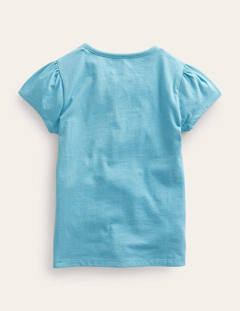 Puff Sleeve Appliqué T-shirt - Delphinium Blue Giraffe | Boden US