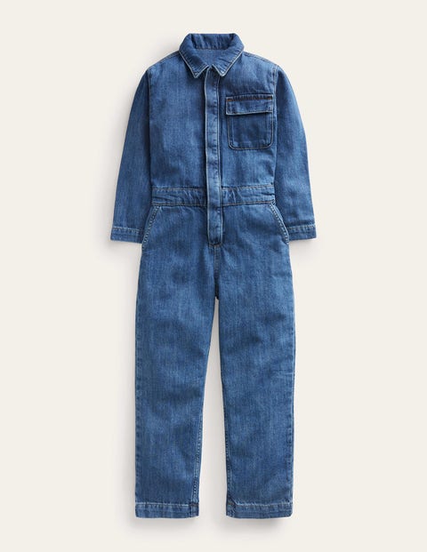 Mini Boden Kids' Denim Boiler Suit Mid Vintage Denim Girls Boden