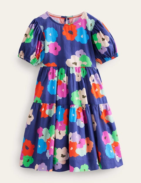 Tiered Printed Cotton Dress Multi Girls Boden
