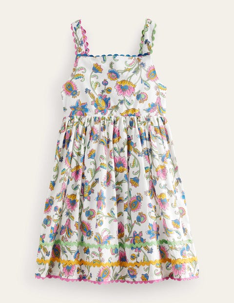 Bow Back Cotton Dress Multi Girls Boden