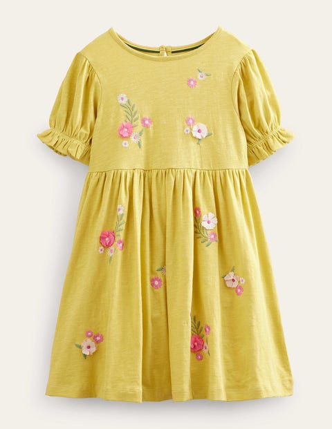 Mini Boden Kids' Embroidered Jersey Dress Buttercup Yellow Girls Boden |  ModeSens